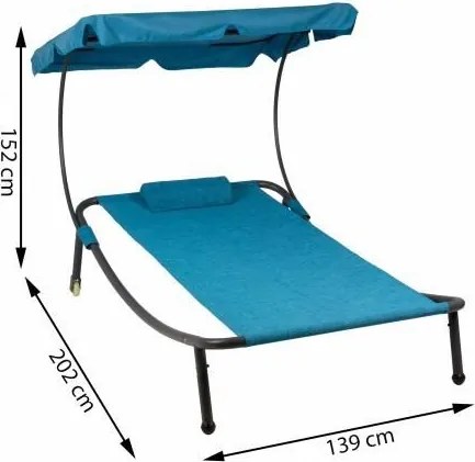 Leżak ogrodowy z dachem i kołami - 202 x 139 x 152 cm