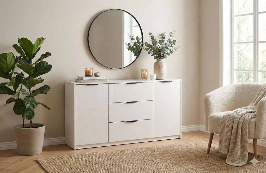 Beżowa duża komoda do przechowywania 160 cm kaszmir połysk A8-P80