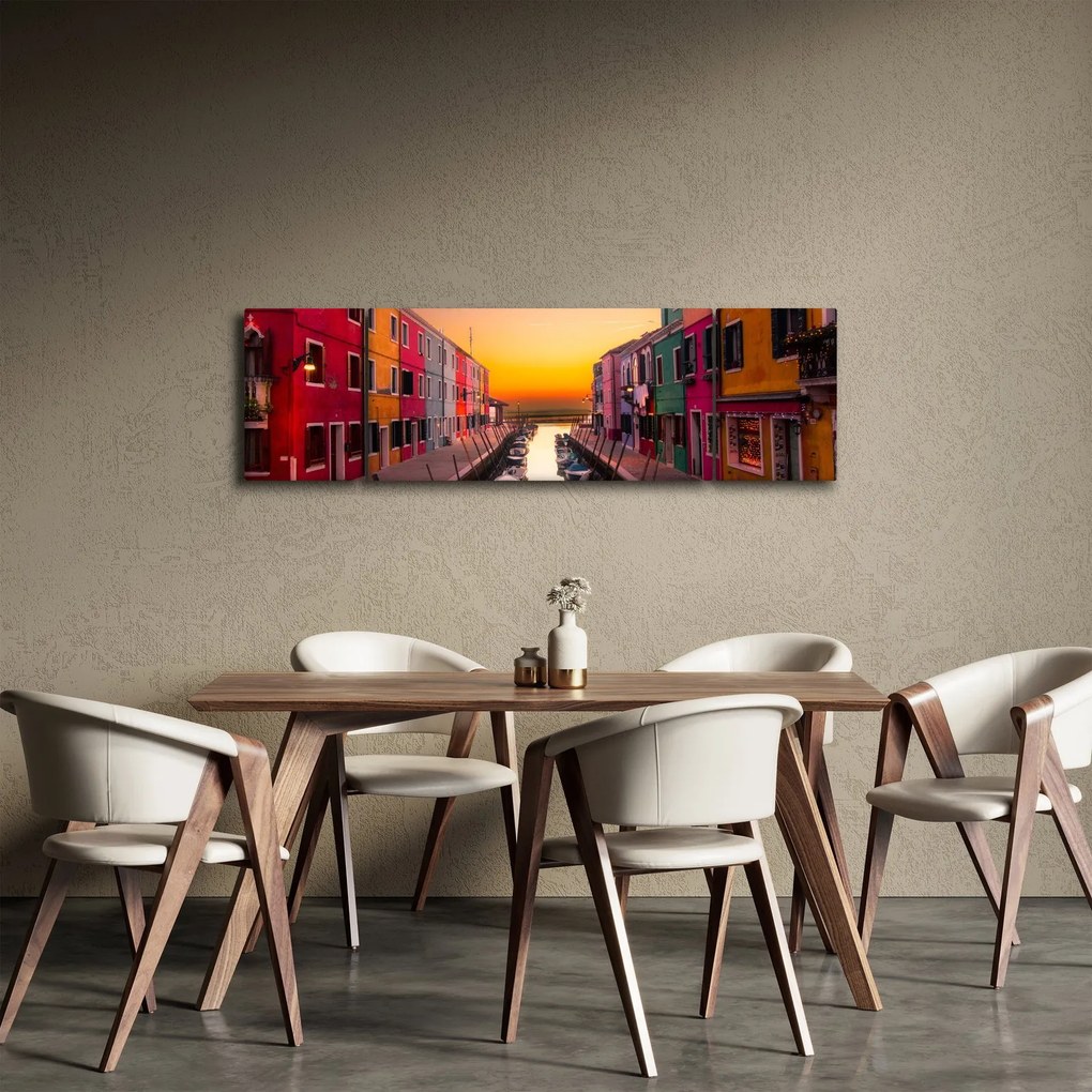 Obraz - Zachód słońca, wyspa Burano, Wenecja, Włochy (170x50 cm)