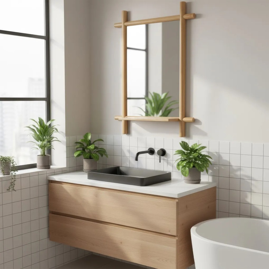 Lustro ścienne B027 NAT, bambus