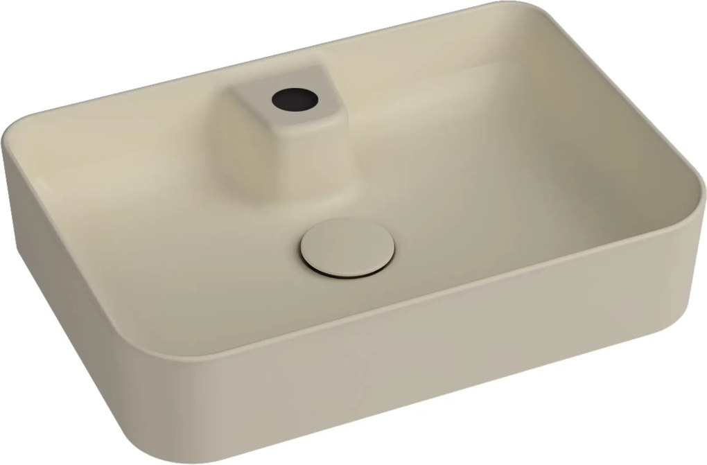 Umywalka ceramiczna nablatowa beżowa z otworem na baterie 50 x 35 cm LERA Ivory