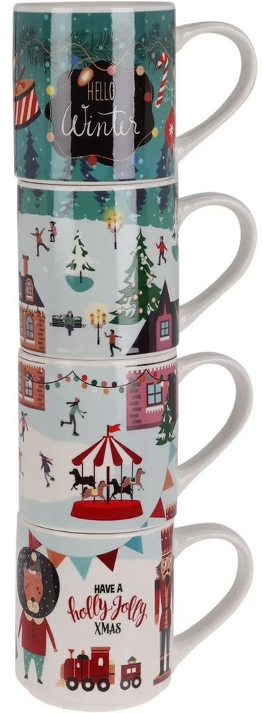 4-częściowy zestaw kubków Winter, 265 ml, porcelana