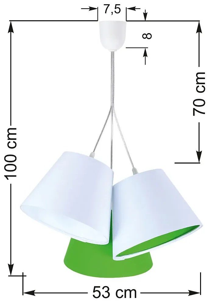 Biało-zielona potrójna lampa wisząca dziecięca K5-T70