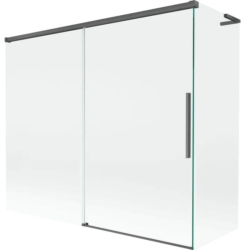 Mexen Rox L parawan nawannowy 2-skrzydłowy rozsuwany 180 + 90 x 150 cm, transparent, gun gray szczotkowany - 8C9L-180-090-66-00