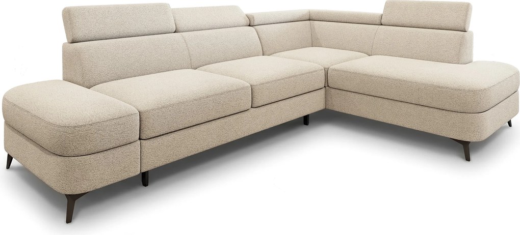 Masseno Narożnik AVISE z funkcją spania i pojemnikiem na pościel Narozniki L, Rozkładana sofa - Kremowy, QUELLE 02
