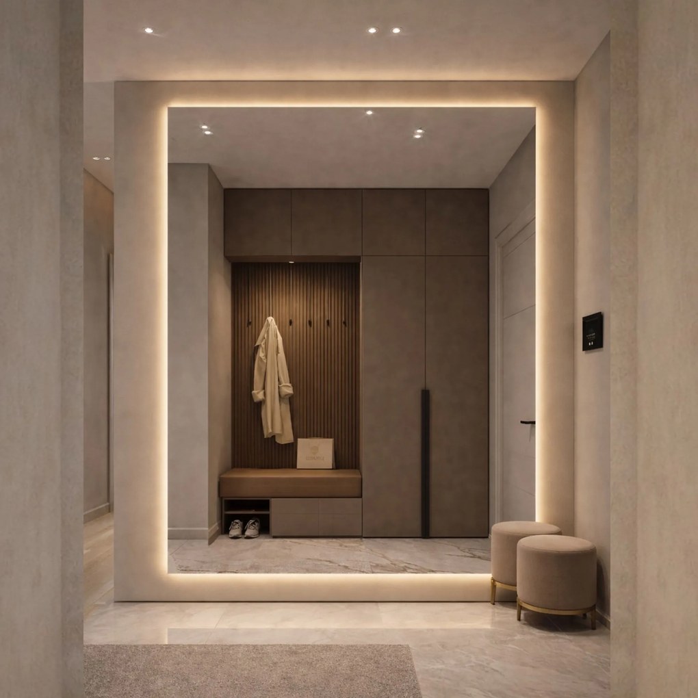 Lustro prostokątne z podświetleniem TAVA Classic XXL LED | Różne rozmiary | Różne kolory : Rozmiar - 130 x 190 cm, Wersja - bez wycięcia (wersja standard)