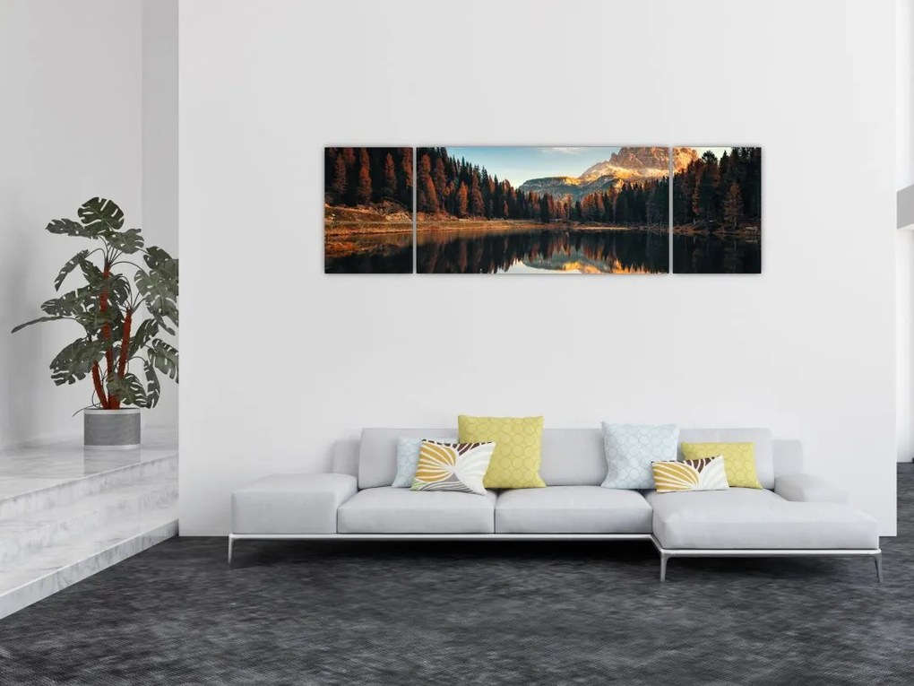 Obraz - Alpy, Włochy, Dolomity, Lago Antorno (170x50 cm)