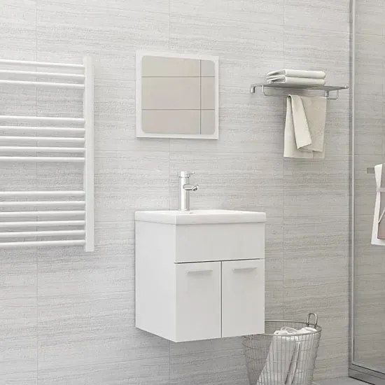 Minimalistyczny zestaw mebli łazienkowych z umywalką biały mat B2-A96