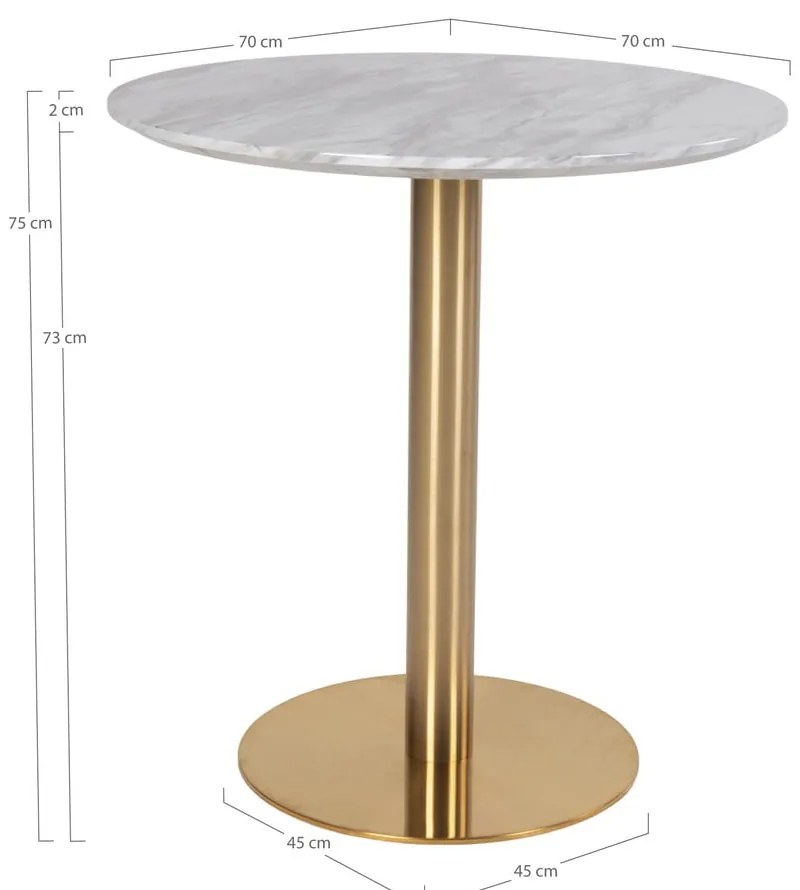 Okrągły stół z blatem w dekorze marmuru ø 70 cm Bolzano – House Nordic