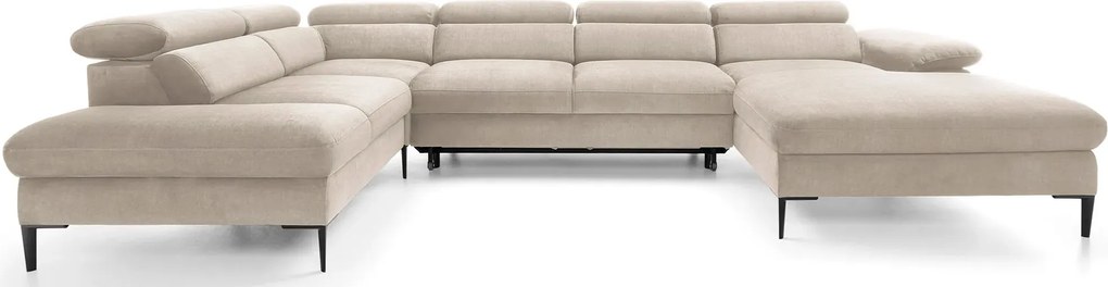 Kremowa kanapa narożna w kształcie litery u C6-S18