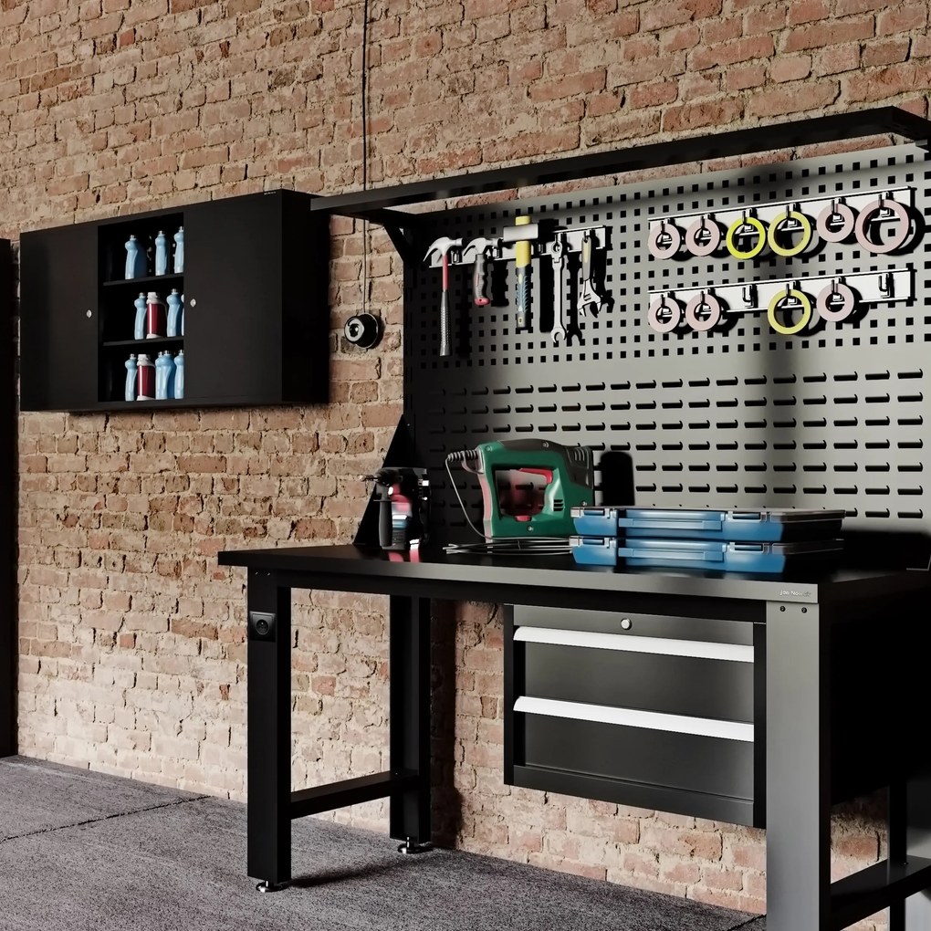 Szafka warsztatowa wisząca czarna, 1200x600x200 mm: BEN All Black