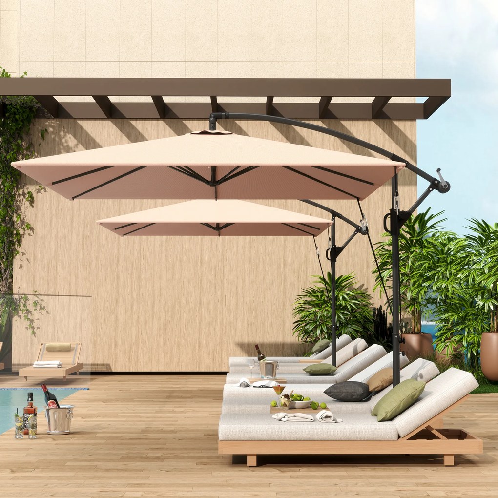Outsunny Parasol ogrodowy Ø260 cm wodoodporny z ochroną UV 50 khaki do ogrodu i tarasu | Aosom PL