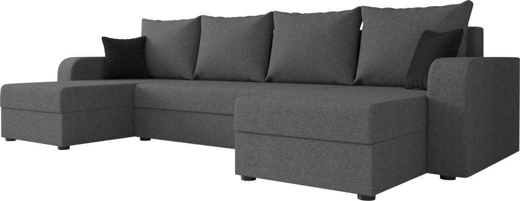 Rozkładana sofa narożna w kształcie U VALERIO 305x140 cm, ciemnoszara