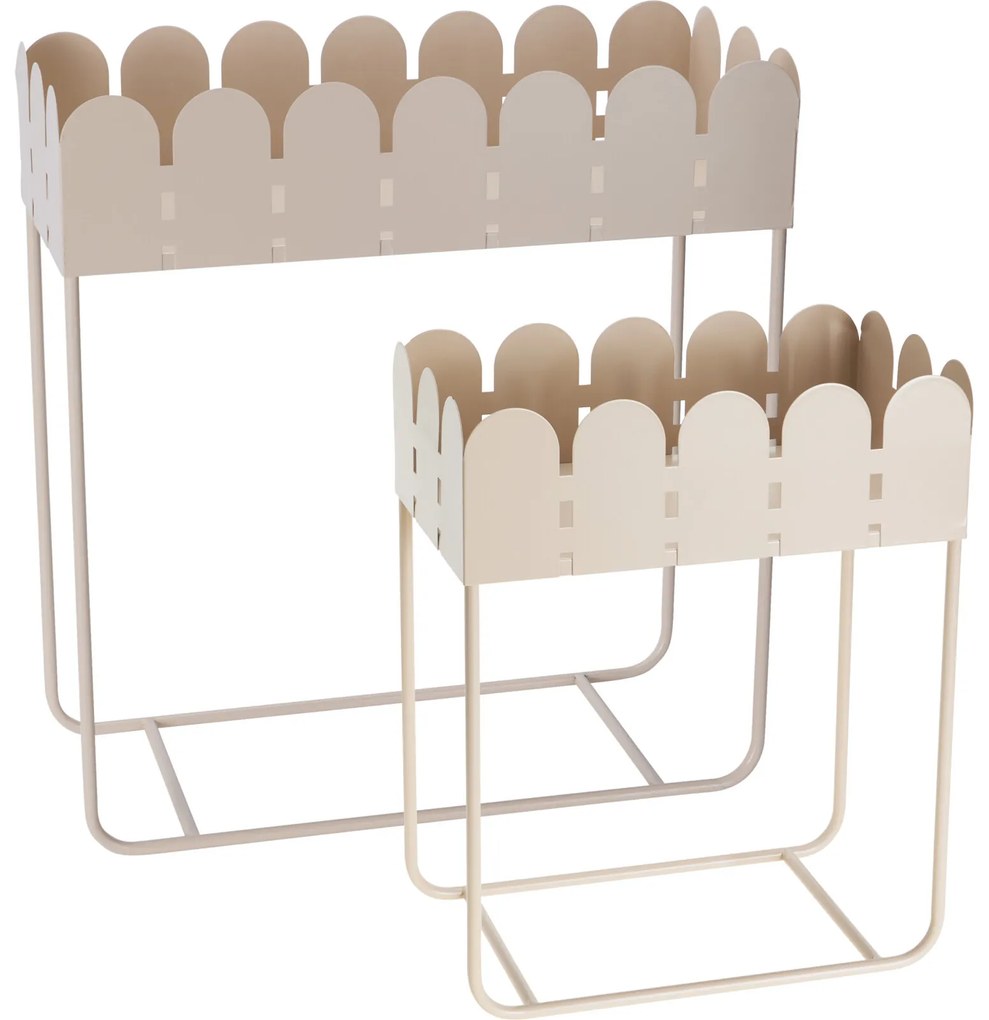 Zestaw 2 metalowych kwietników stojących z falowanym brzegiem SENSE