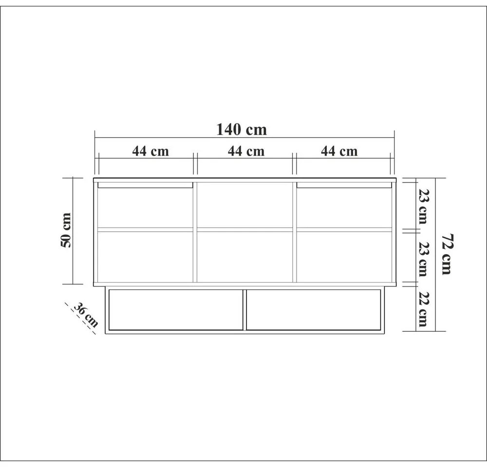 Niska komoda w dekorze orzecha 140x72 cm Rodez – Kalune Design