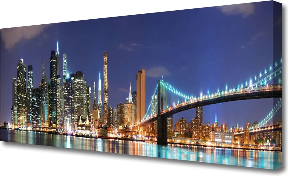 Obraz canvas na ścianę Wieczorne Światła nad Mostem