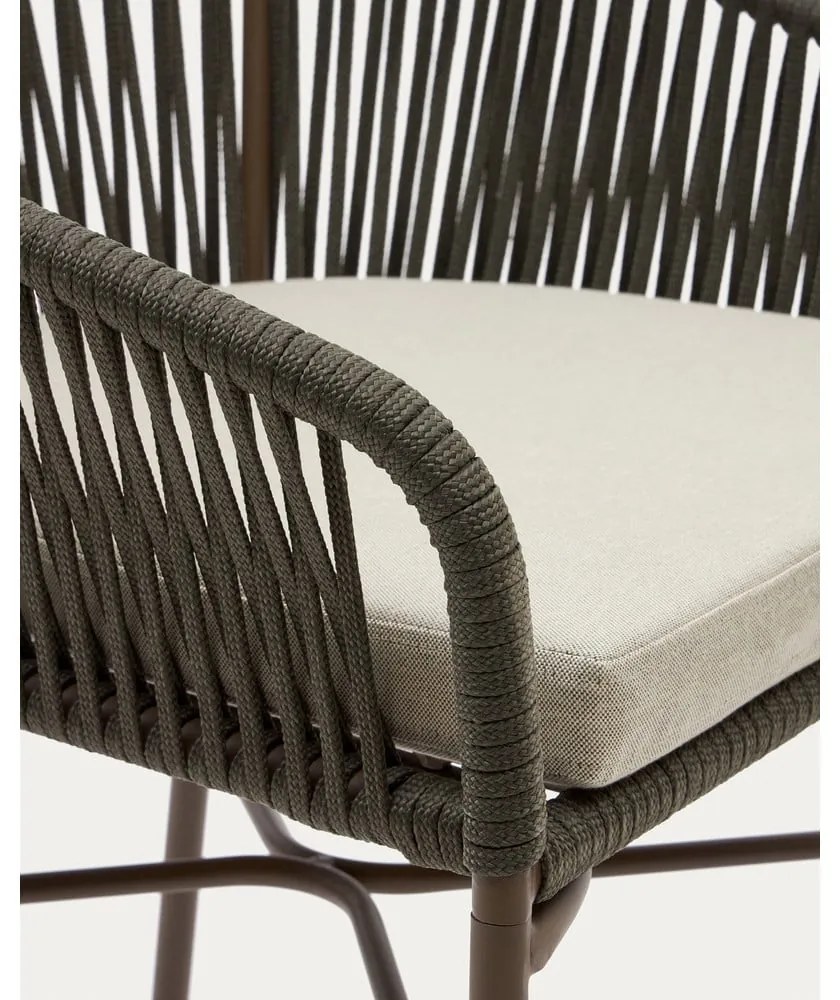 Zielony metalowy/tapicerowany hoker ogrodowy Yanet – Kave Home