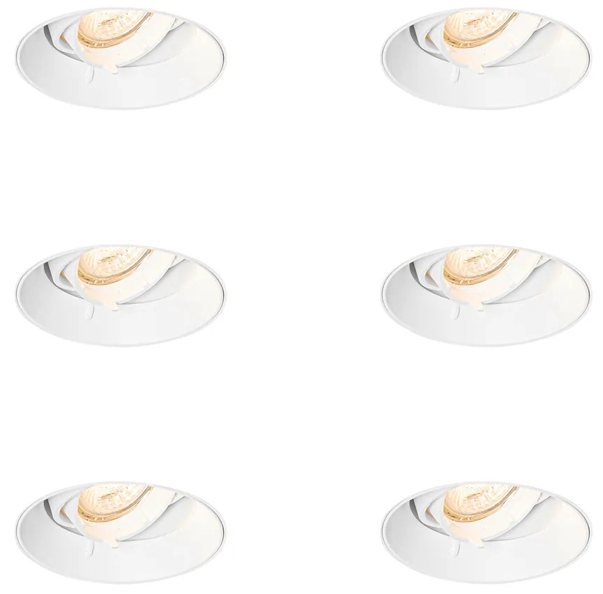 Zestaw 6 nowoczesnych reflektorów wpuszczanych białych GU10 okrągłych bezramkowych - Oneon