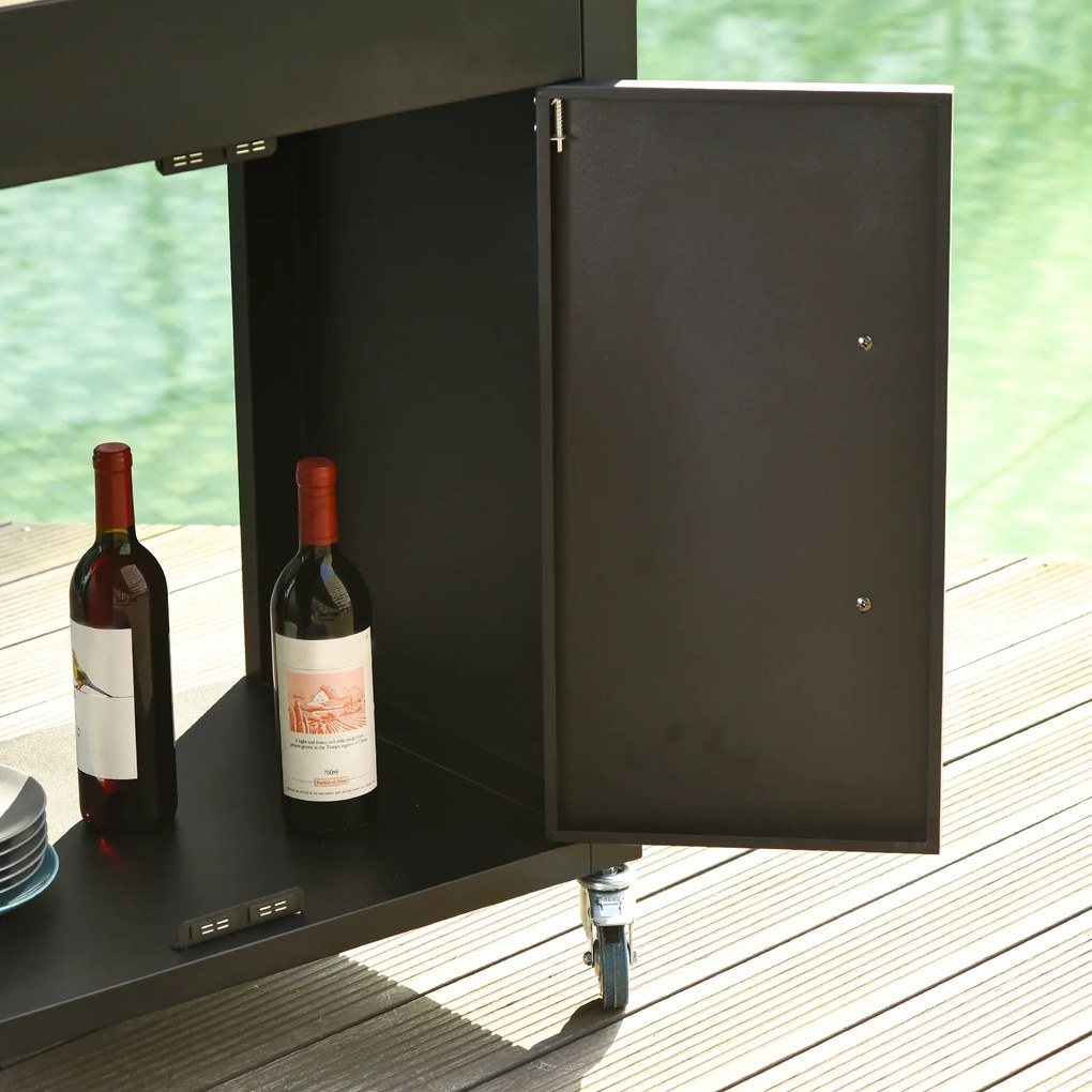 Homcom Wózek do grillowania - wózek na grill, mały wózek na grill, duży wózek na grill, wózek na grill dla ogrodu, Stal Szlachetna Czarny | Aosom PL