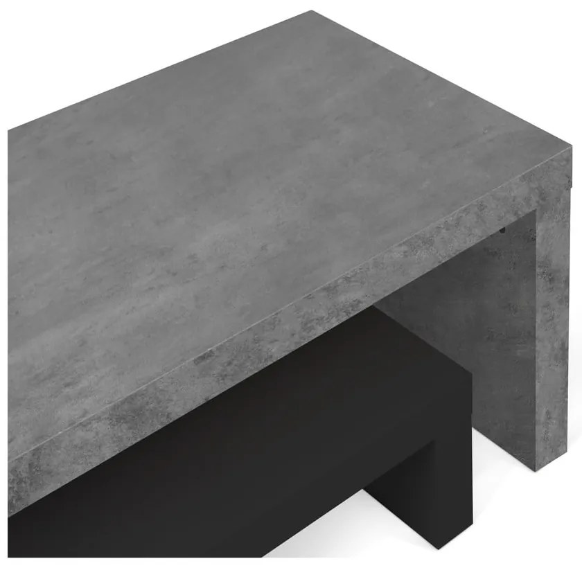 Podwójna czarna szafka pod TV z dekorem betonu TemaHome Cliff, 125x20 cm