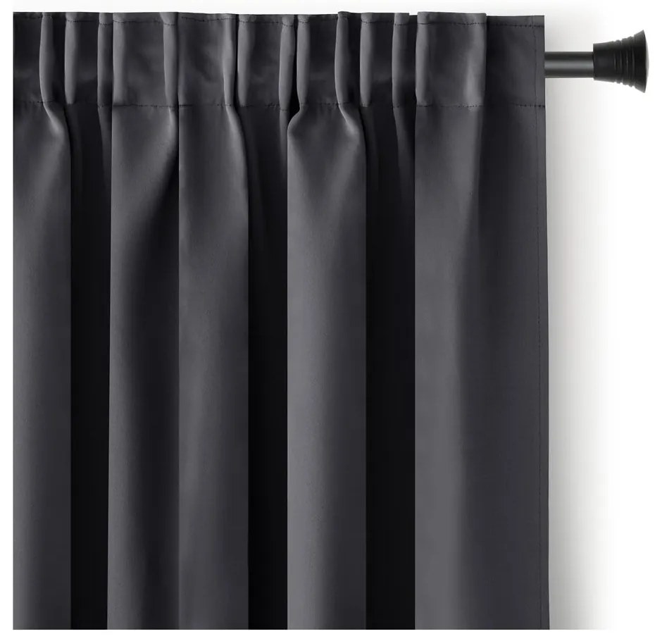 Antracytowa zaciemniająca zasłona termiczna 140x270 cm Pleat – Restilo