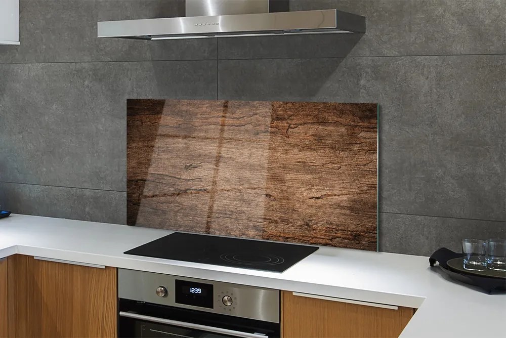 Panel szklany do Kuchni Rustykalne Słoje Drewna