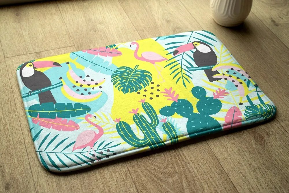 Dywanik do łazienki Dywanik do łazienki Ptaki Rośliny Abstrakcja