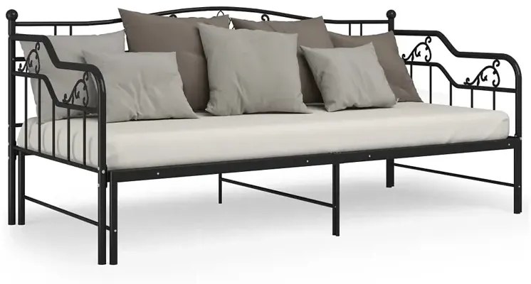 Czarne Metalowe Łóżko Rozkładane 90X200 Cm M8-P05