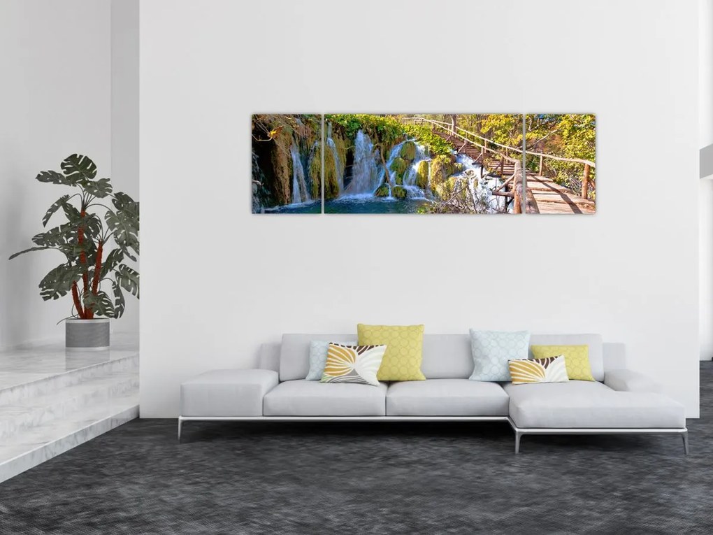 Obraz - Wejście na wodospady (170x50 cm)