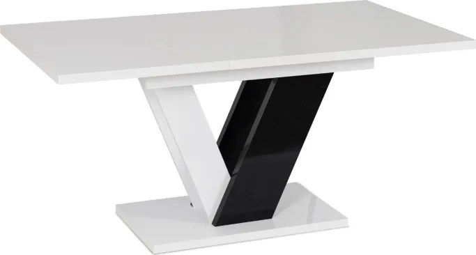 Zestaw Stół Prostokątny Rozkładany CLARK 120-160 cm Czarny/Biały Połysk i 4 Krzesła Tapicerowane do Salonu RICK Szare Welurowe