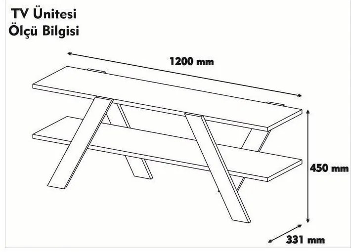 Biała szafka pod TV w dekorze orzecha 120x33 cm Basic – Kalune Design