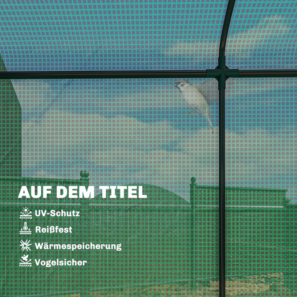 Outsunny Szklarnia z oknami z siatki i rolowanymi drzwiami, szklarnia foliowa na stalowym stelażu 200 x 75 x 188 cm zielony | Aosom PL