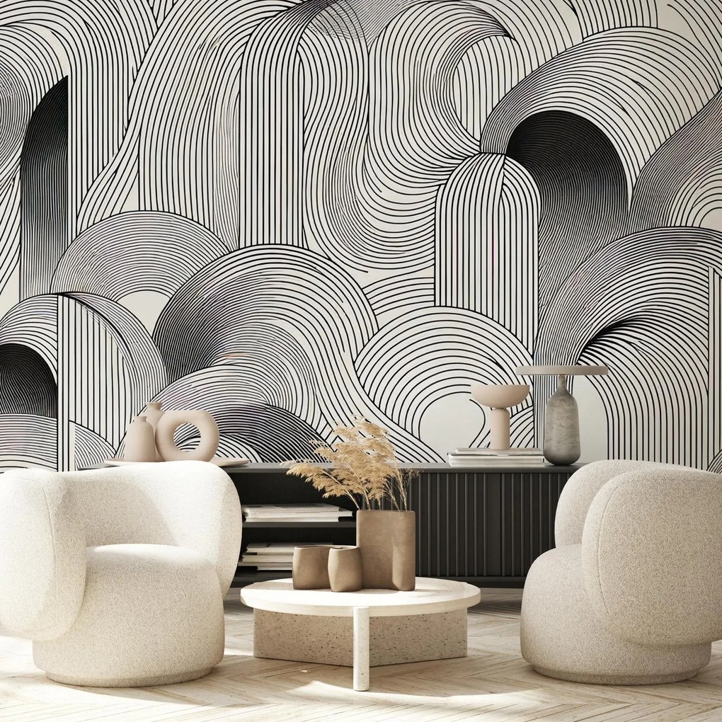 Fototapeta - Chaos czarnych linii (196x136 cm)