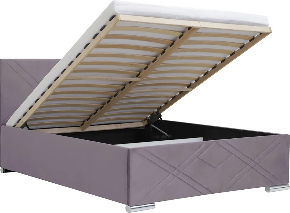 Łóżko tapicerowane z pojemnikiem i materacem KRIS Antracyt 160x200 cm