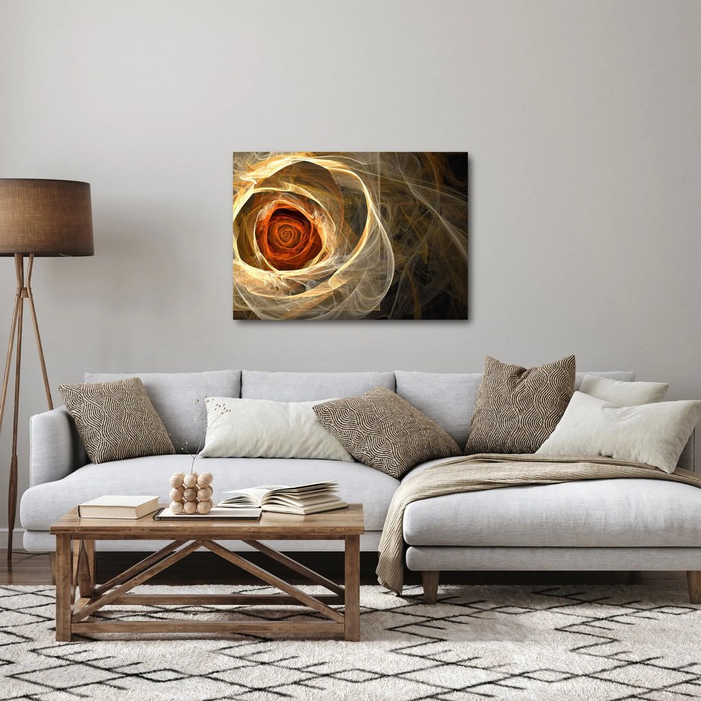 Obraz - Abstrakcyjne róże w ognistych kolorach (70x50 cm)