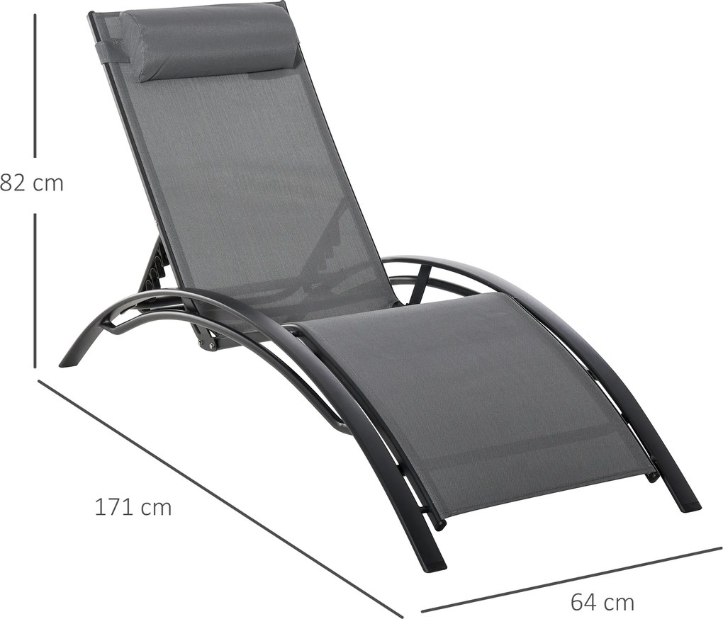 Outsunny Leżak Ogrodowy do Opalania Ciemnoszary Stylowy i Wygodny 170x64x82cm | Aosom PL