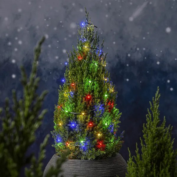 Multikolorowe lampki LED na płaskim przewodzie