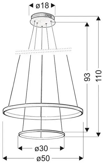 Czarna podwójna lampa wisząca z metalowym potrójnym zawiesiem - V082-Monati