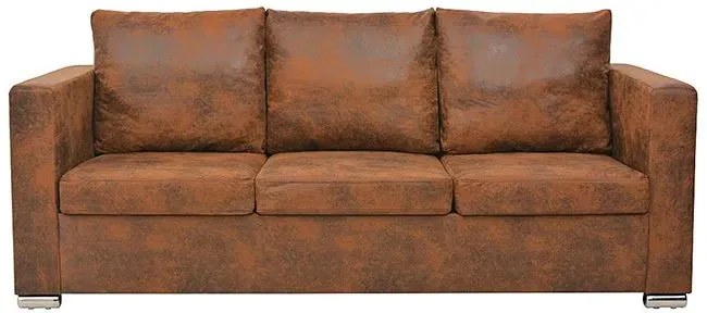 Przytulna brązowa sofa trzyosobowa - Pelagio 3Q