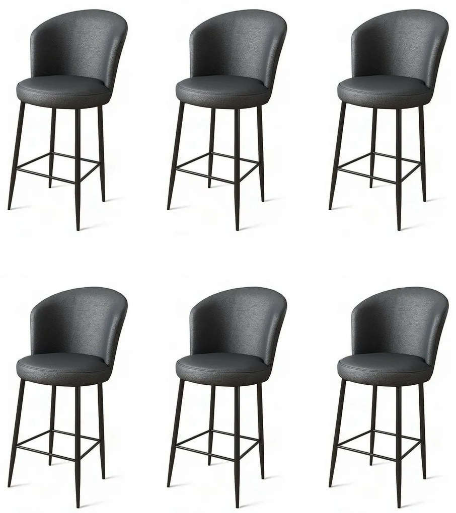 Zestaw krzeseł barowych Uras Anthracite and Black,6 szt., 6 szt.