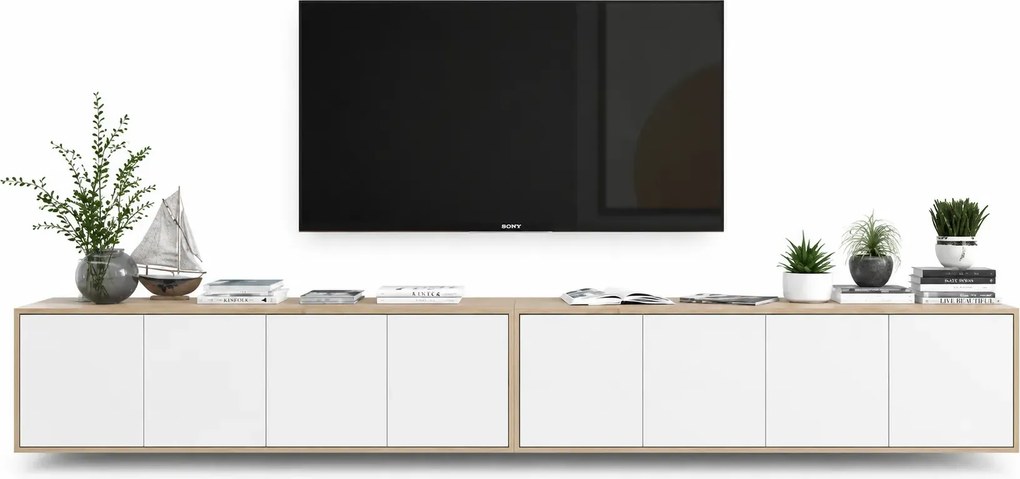 Zestaw wiszących szafek rtv dąb wotan + biały R0-C18