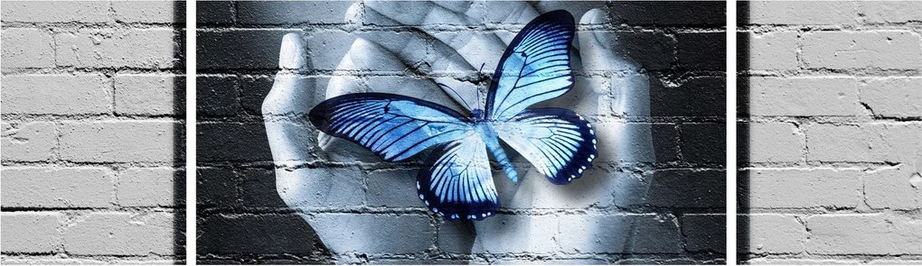 Obraz - Motyl na ścianie (170x50 cm)