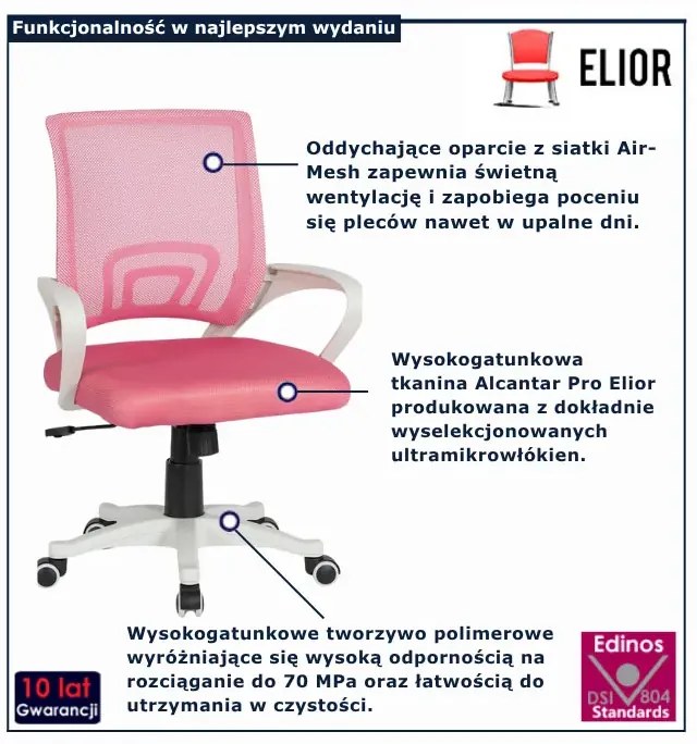 Różowy fotel obrotowy K9-C96