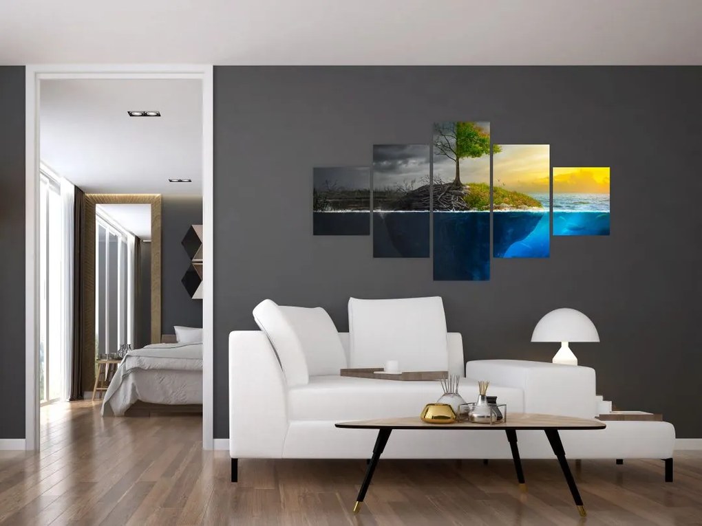 Obraz przedstawiający dwie strony (125x70 cm)