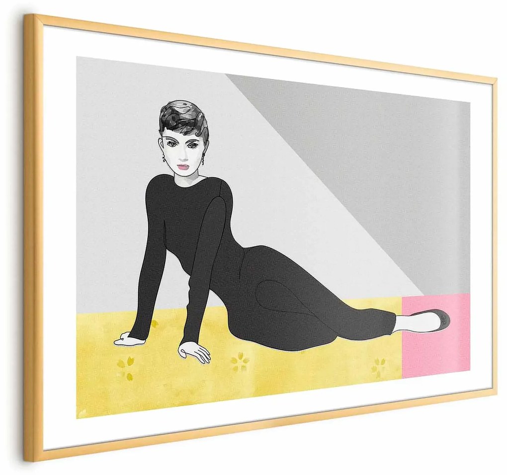 Plakat Piękna Audrey 60x40 cm z ramą złotą z marginesem ARTGEIST B