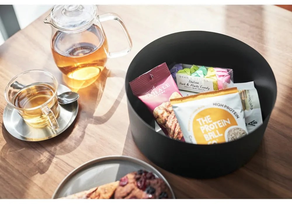 Czarny metalowy pojemnik z pokrywką ø 22x11 cm Rin – YAMAZAKI