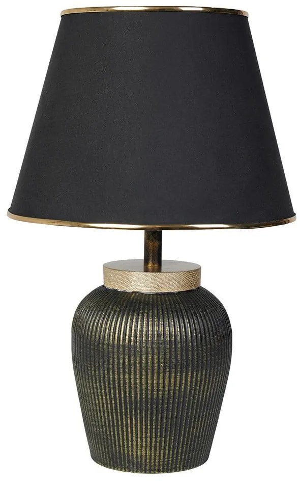 Lampa stołowa w czarno-złotym kolorze z tekstylnym kloszem (wysokość 50 cm) Oxa – Opviq lights