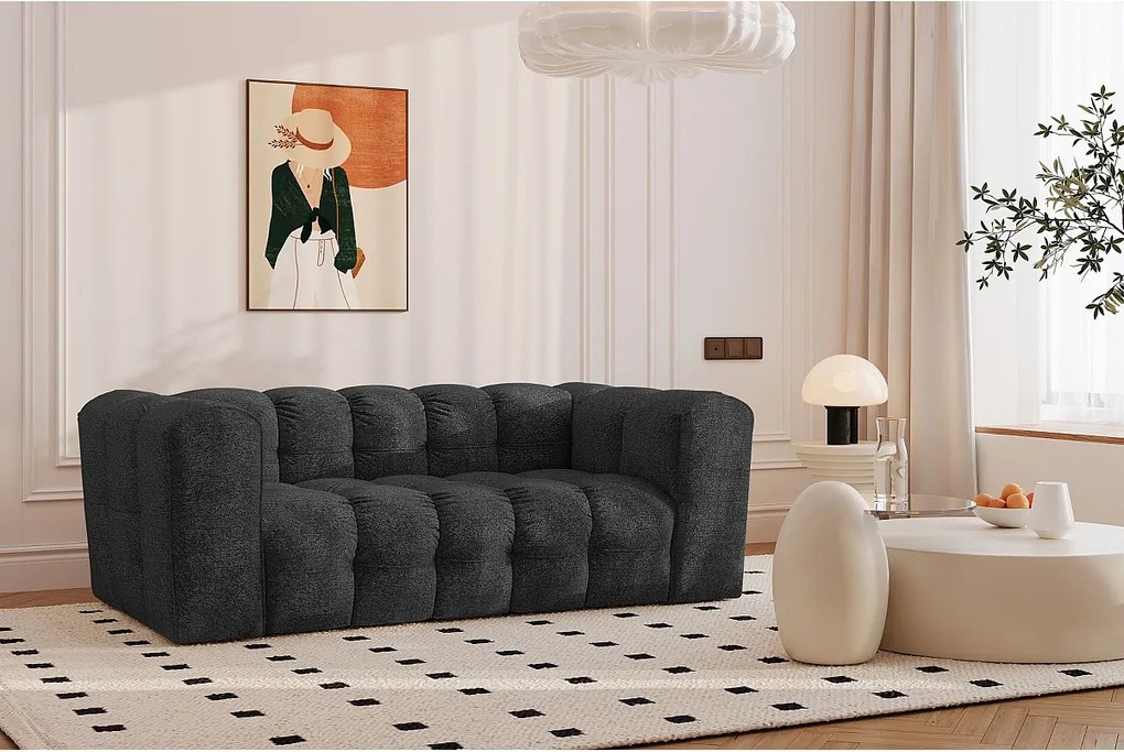 Sofa dwuosobowa BALOO, tkanina szenilowa + bukla, Grafitowy