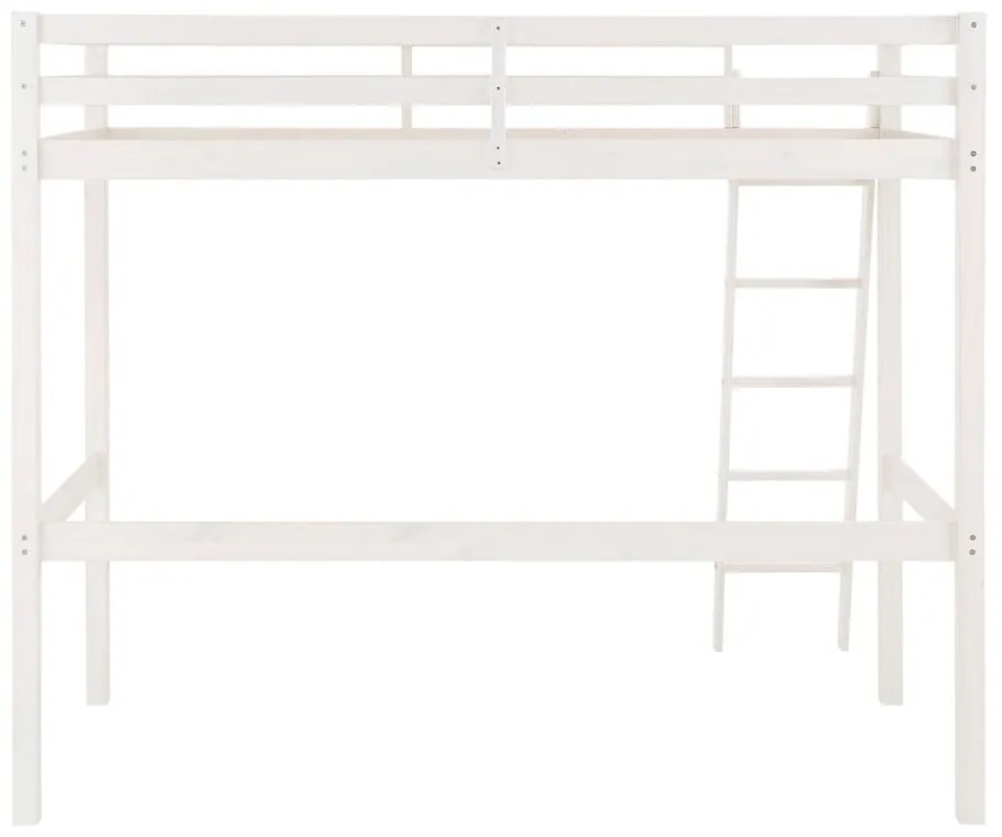 Białe wyższe łóżko z drewna sosnowego Støraa Alpi2