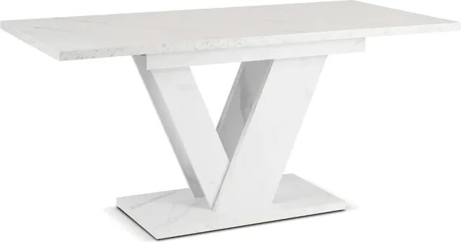 Stół Prostokątny Rozkładany CLARK 120-160 cm Biały Marmur Glamour